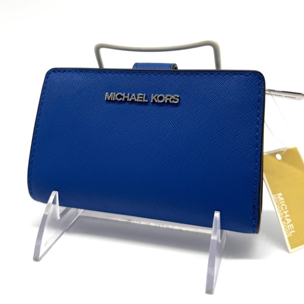 Michael Kors Medium Bifold Zip Chain Wallet Galaxy Blue